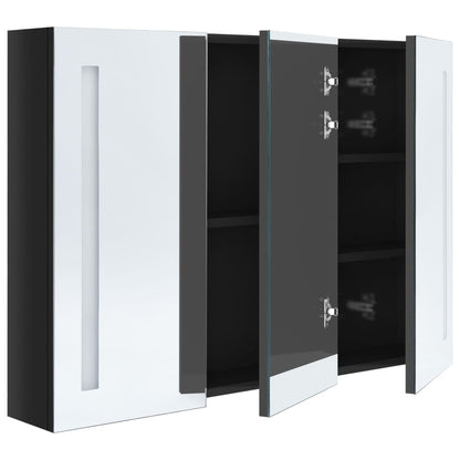 Baderomsspeil LED Speilskap til bad 89x14x62 cm skinnende Svart