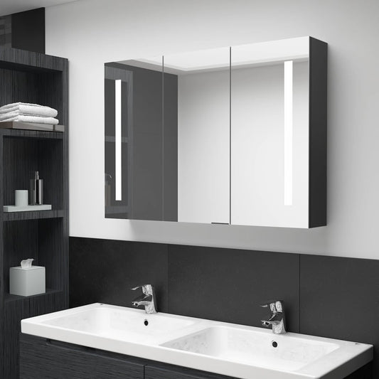 Baderomsspeil LED Speilskap til bad 89x14x62 cm skinnende Svart