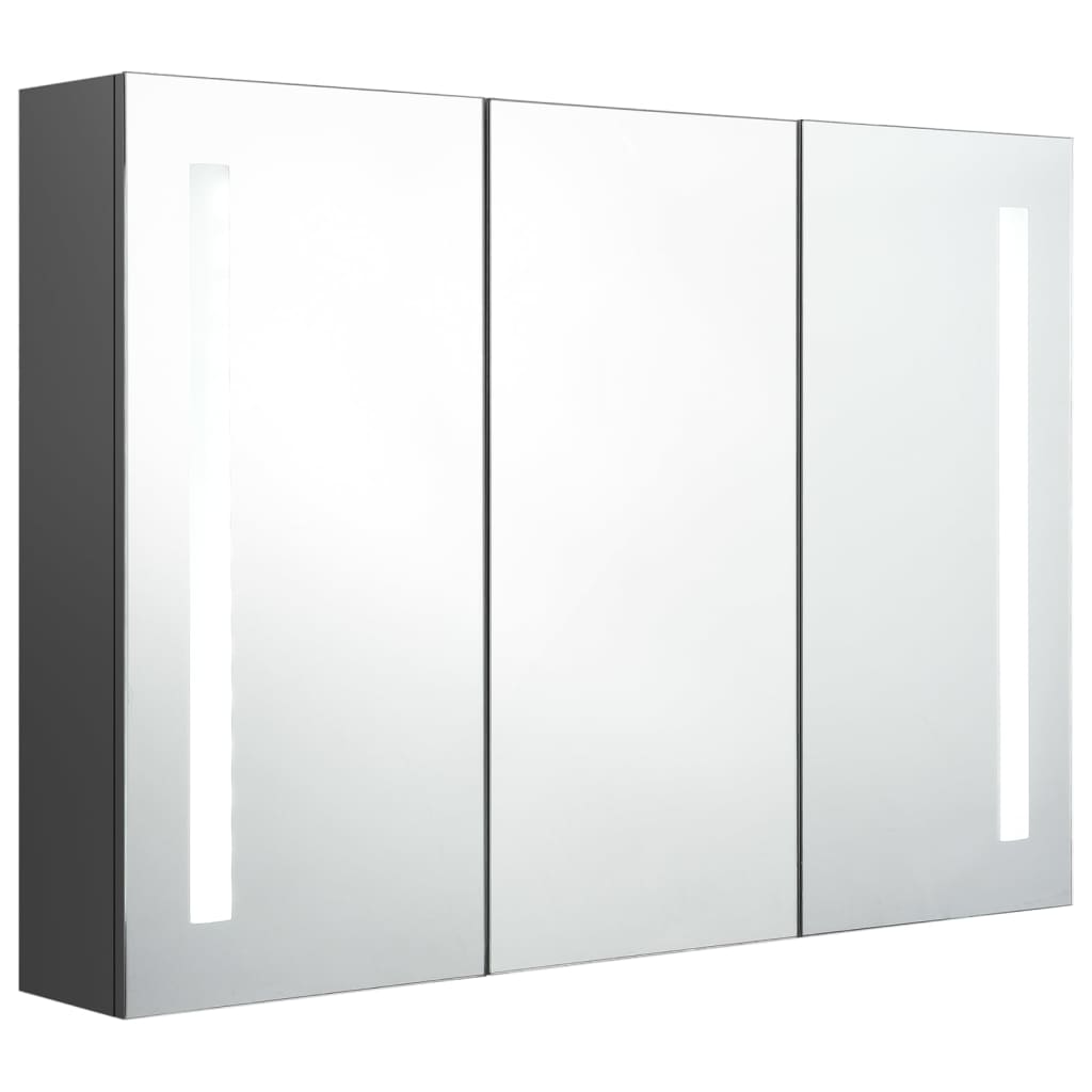 Baderomsspeil LED Speilskap til bad 89x14x62 cm grå