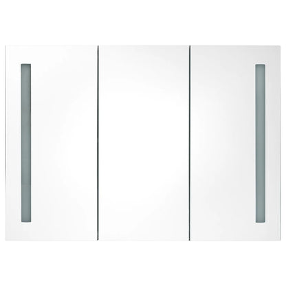 Baderomsspeil LED Speilskap til bad 89x14x62 cm Hvit og Eik
