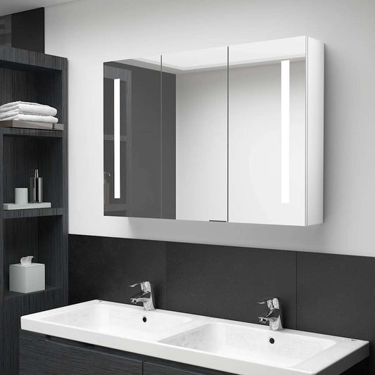 Baderomsspeil LED Speilskap til bad 89x14x62 cm skinnende Hvit