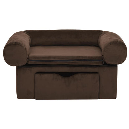 Hundeseng Hundesofa med skuff Brun 75x50x38 cm plysj