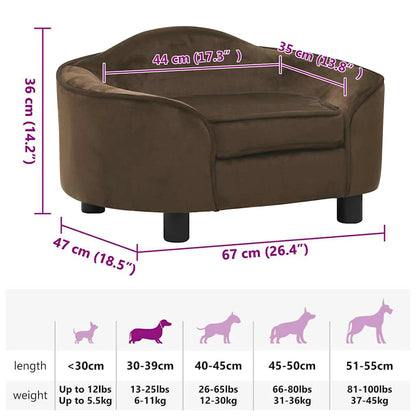 Hundeseng Hundesofa Brun 67x47x36 cm plysj