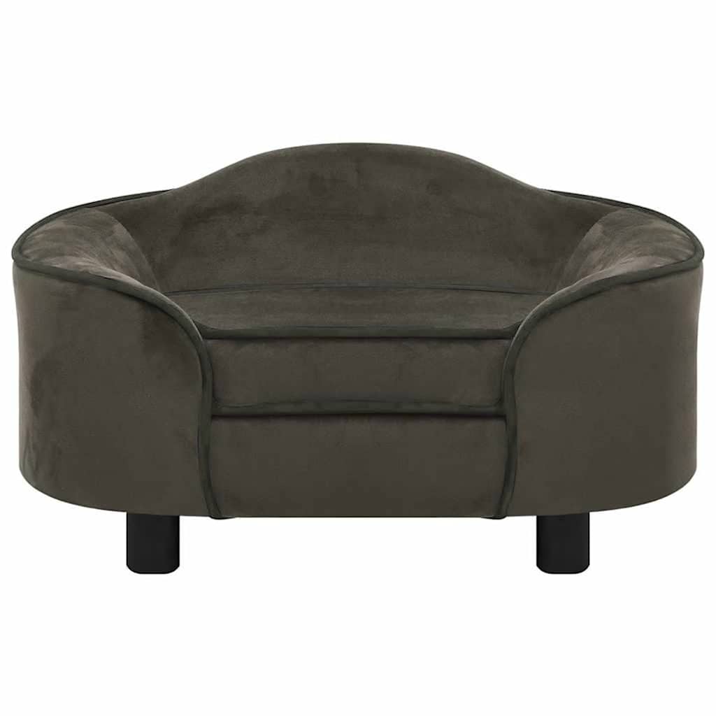 Hundeseng Hundesofa mørkegrå 67x47x36 cm plysj