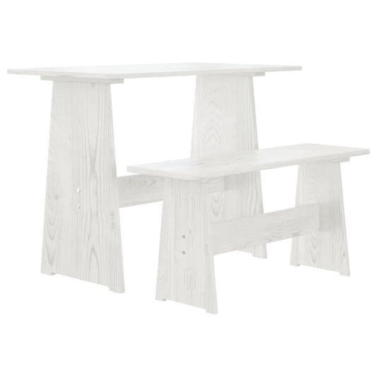 Spisebord med benk REINE hvit heltre furu