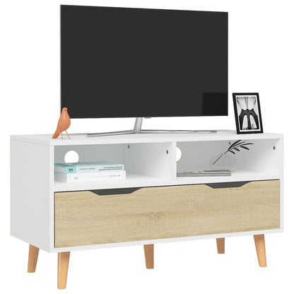 TV-Møbel Sonoma Eik TV-benk Hvit og 90x40x48,5 cm