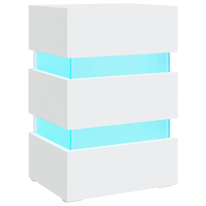 Nattbord Sengbord Hvit LED-nattbord 45x35x67 cm