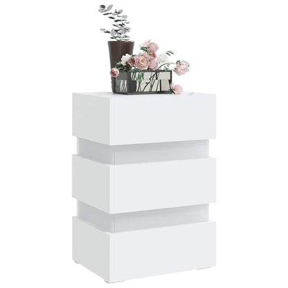 Nattbord Sengbord Hvit LED-nattbord 45x35x67 cm
