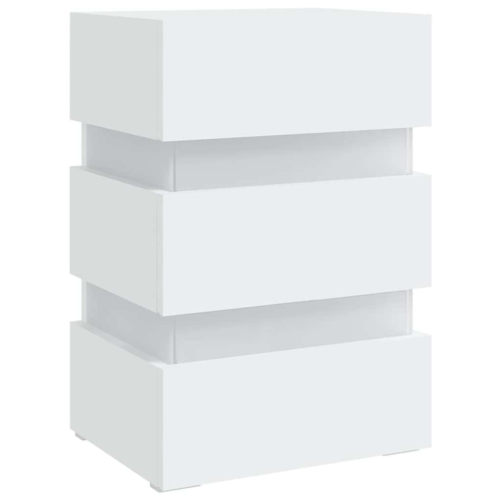 Nattbord Sengbord Hvit LED-nattbord 45x35x67 cm