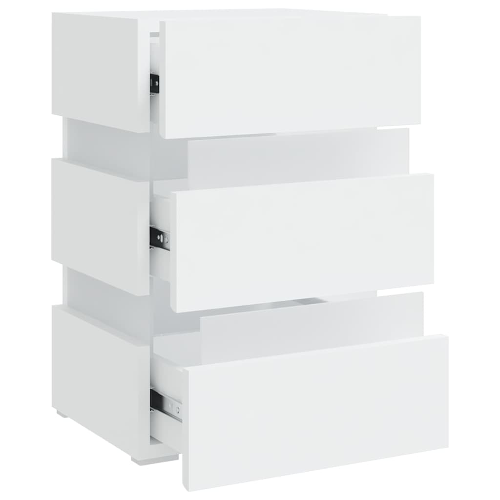 Nattbord Sengbord Hvit LED-nattbord 45x35x67 cm