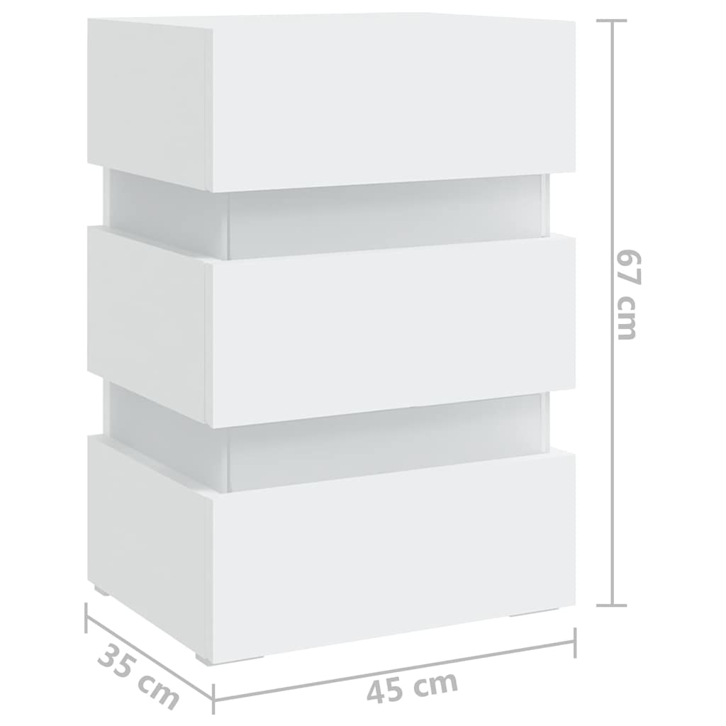 Nattbord Sengbord Hvit LED-nattbord 45x35x67 cm