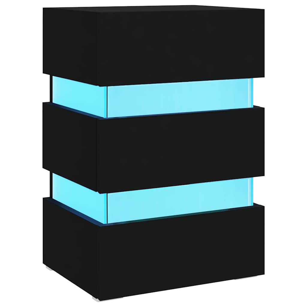Nattbord Sengbord Svart LED-nattbord 45x35x67 cm