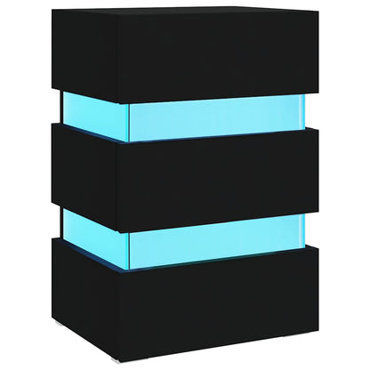 Nattbord Sengbord Svart LED-nattbord 45x35x67 cm