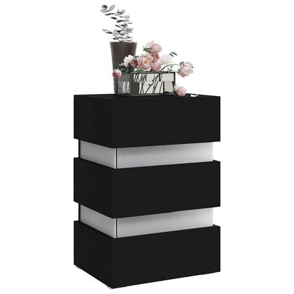Nattbord Sengbord Svart LED-nattbord 45x35x67 cm
