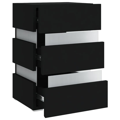 Nattbord Sengbord Svart LED-nattbord 45x35x67 cm