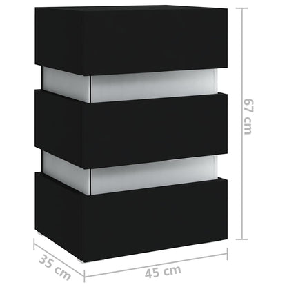 Nattbord Sengbord Svart LED-nattbord 45x35x67 cm
