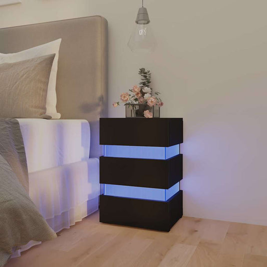 Nattbord Sengbord Svart LED-nattbord 45x35x67 cm