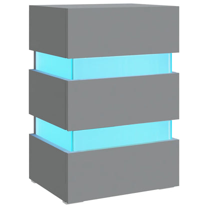Nattbord Sengbord Grå LED-nattbord Grå 45x35x67 cm