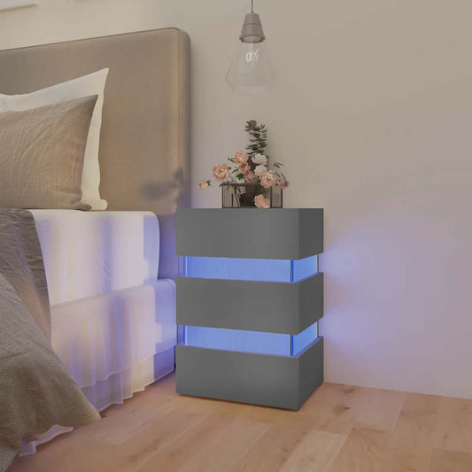 Nattbord Sengbord Grå LED-nattbord Grå 45x35x67 cm