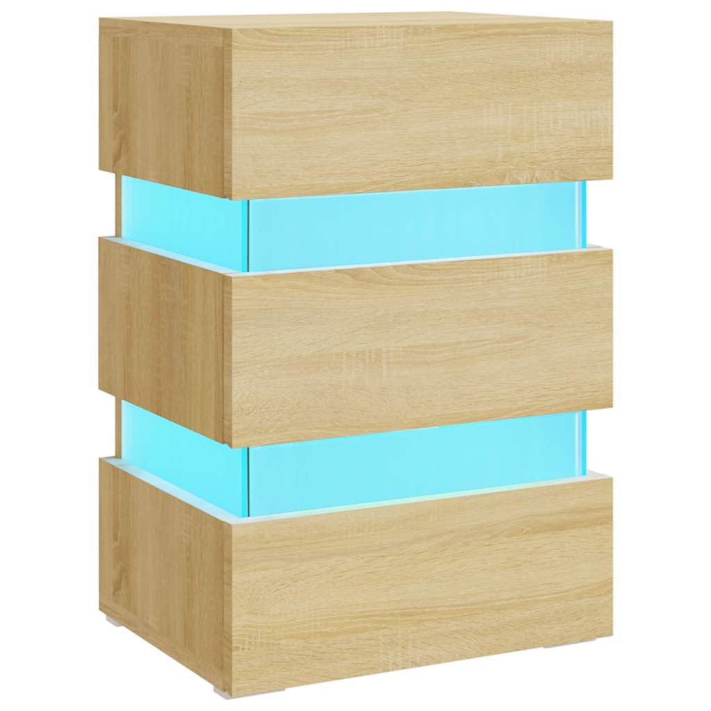 Nattbord Sengbord Sonoma Eik LED 45x35x67 cm