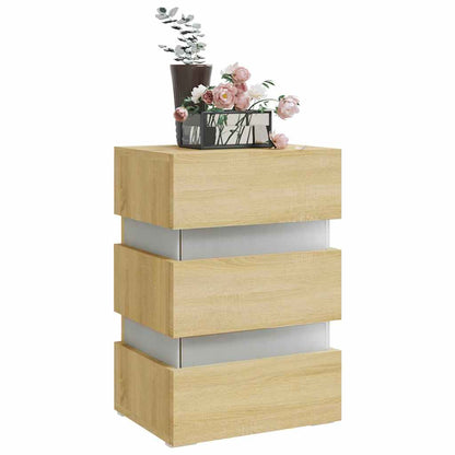 Nattbord Sengbord Sonoma Eik LED 45x35x67 cm