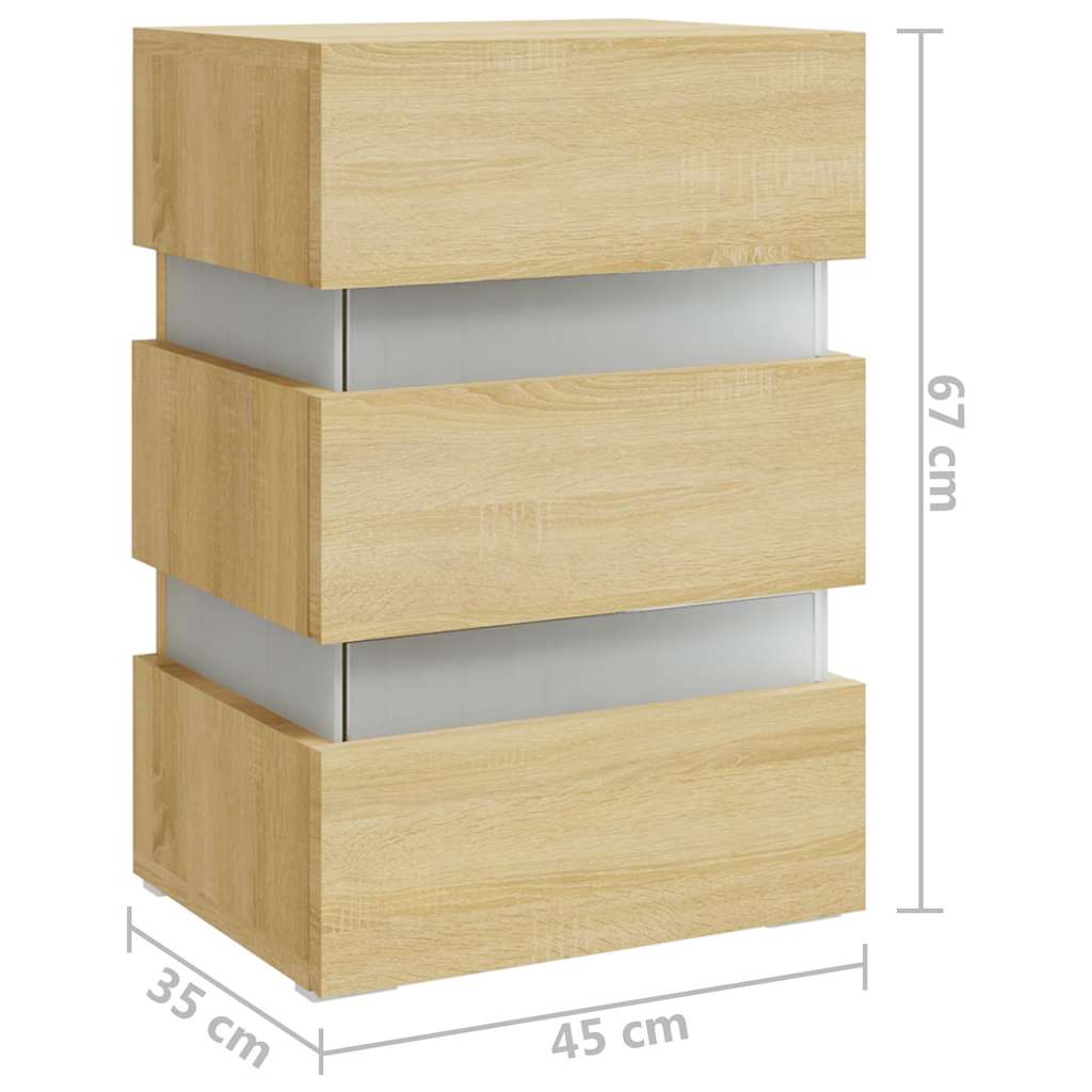 Nattbord Sengbord Sonoma Eik LED 45x35x67 cm