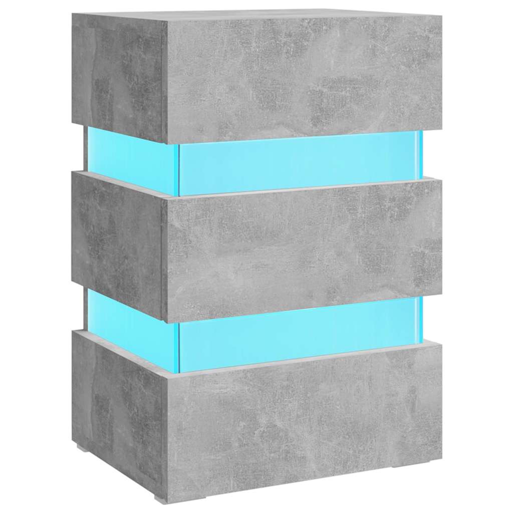 Nattbord Sengbord Betonggrå LED-nattbord 45x35x67 cm