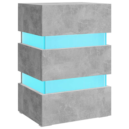 Nattbord Sengbord Betonggrå LED-nattbord 45x35x67 cm
