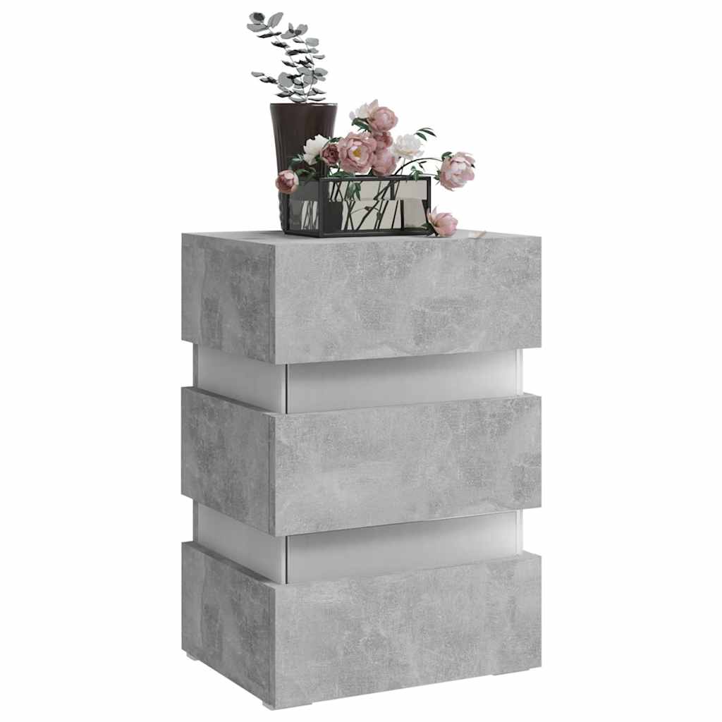 Nattbord Sengbord Betonggrå LED-nattbord 45x35x67 cm