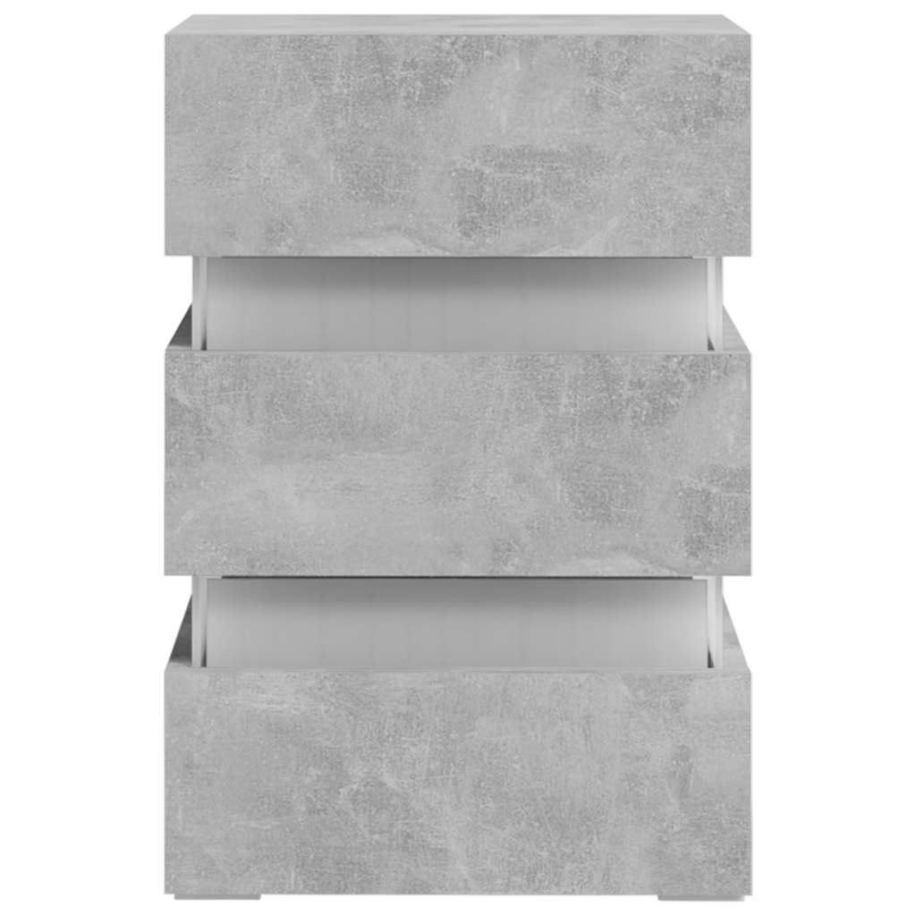 Nattbord Sengbord Betonggrå LED-nattbord 45x35x67 cm