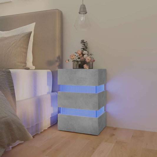 Nattbord Sengbord Betonggrå LED-nattbord 45x35x67 cm