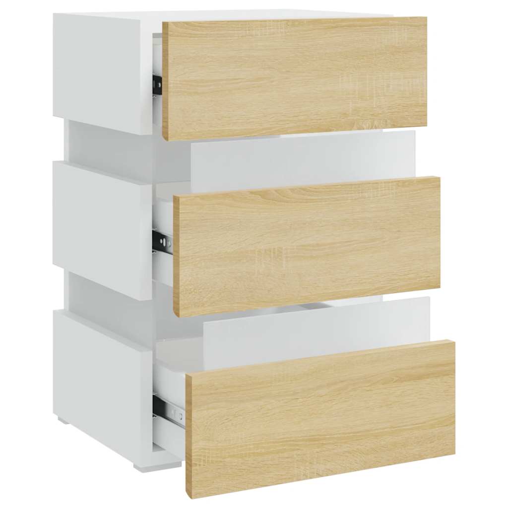 Nattbord Sengbord Hvit LED-nattbord 45x35x67 cm