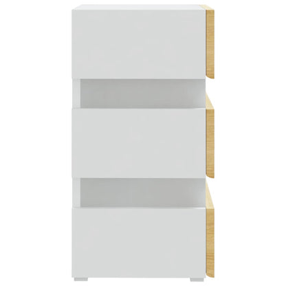 Nattbord Sengbord Hvit LED-nattbord 45x35x67 cm