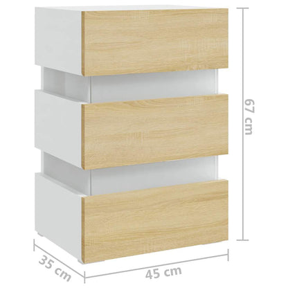 Nattbord Sengbord Hvit LED-nattbord 45x35x67 cm