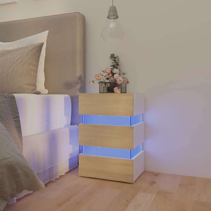 Nattbord Sengbord Hvit LED-nattbord 45x35x67 cm