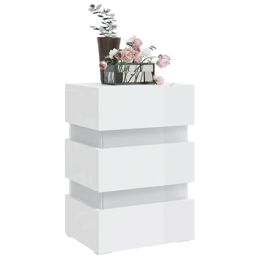 Nattbord Sengbord Høyglans Hvit 45x35x67 cm