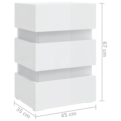 Nattbord Sengbord Høyglans Hvit 45x35x67 cm