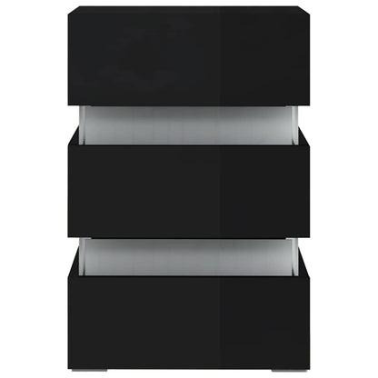 Nattbord Sengbord Høyglans Svart LED-nattbord 45x35x67 cm