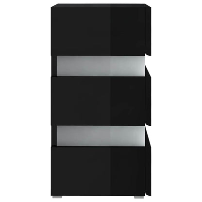 Nattbord Sengbord Høyglans Svart LED-nattbord 45x35x67 cm