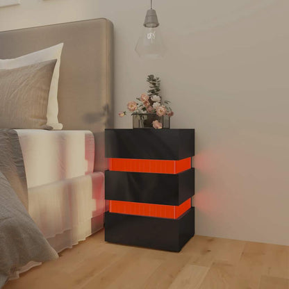 Nattbord Sengbord Høyglans Svart LED-nattbord 45x35x67 cm