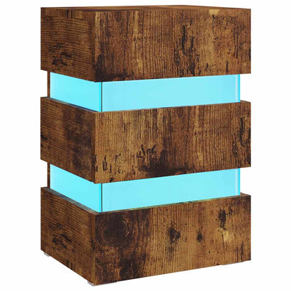 Nattbord Sengbord Røkt Eik LED-nattbord 45x35x67 cm