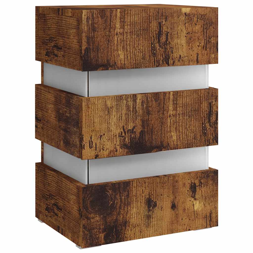 Nattbord Sengbord Røkt Eik LED-nattbord 45x35x67 cm