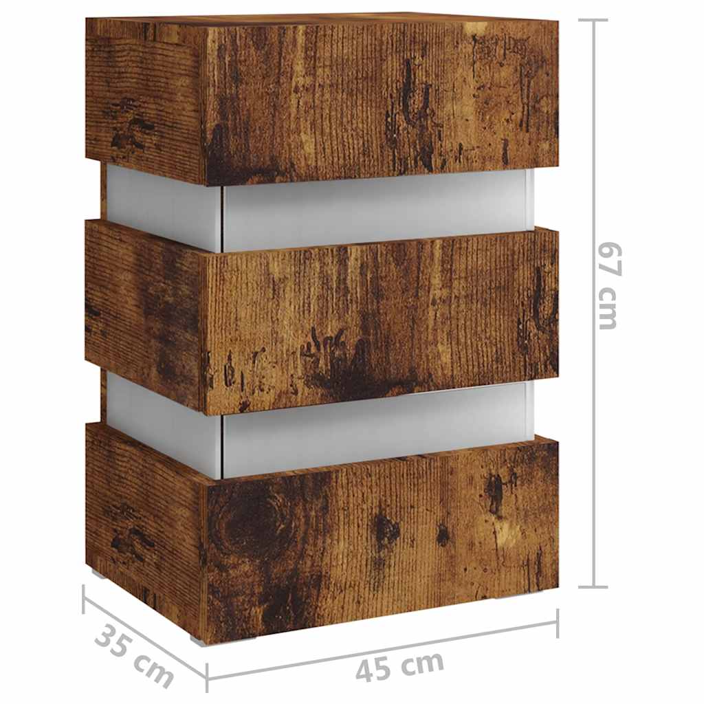 Nattbord Sengbord Røkt Eik LED-nattbord 45x35x67 cm