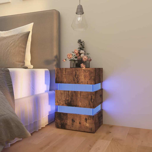 Nattbord Sengbord Røkt Eik LED-nattbord 45x35x67 cm