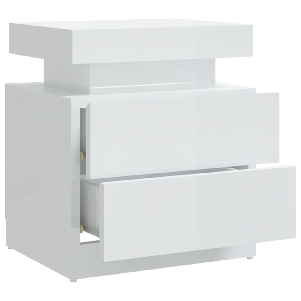 Nattbord Sengbord Høyglans Hvit 45x35x52 cm