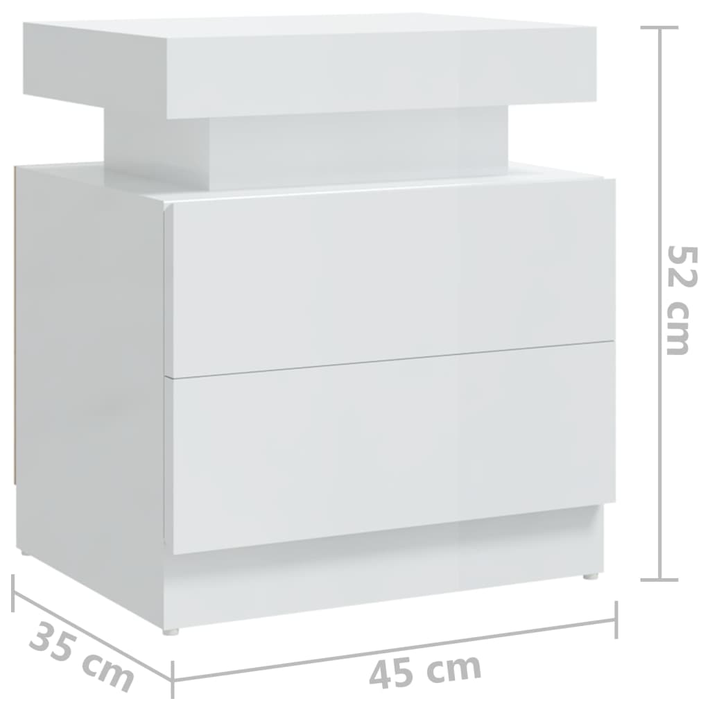 Nattbord Sengbord Høyglans Hvit 45x35x52 cm