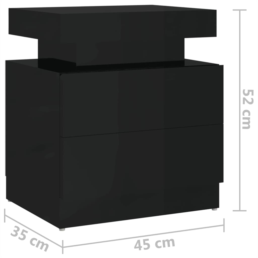 Nattbord Sengbord Høyglans Svart 45x35x52 cm