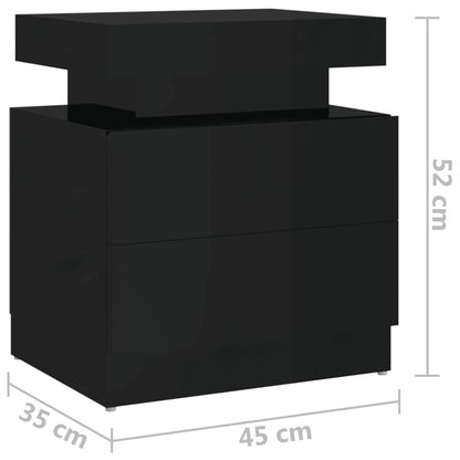 Nattbord Sengbord Høyglans Svart 45x35x52 cm