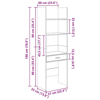 Bokhylle Grå 60x35x180 cm