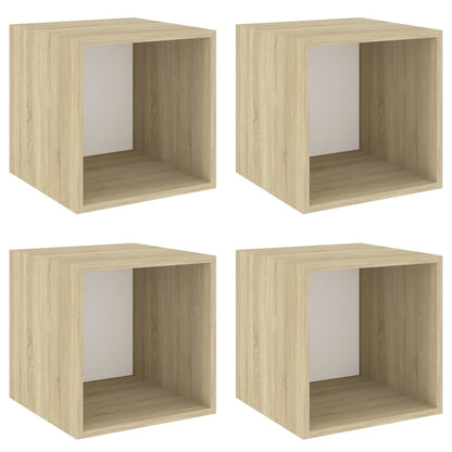 Veggskap Hvit 4 stk 37x37x37 cm Sonoma Eik
